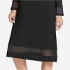 GYS Bamboo Viscose Women’s Nightgowns Long Sleeve Spliced Lace Sleep Shirts(Black)