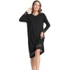 GYS Bamboo Viscose Women’s Nightgowns Long Sleeve Spliced Lace Sleep Shirts(Black)