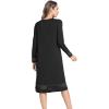 GYS Bamboo Viscose Women’s Nightgowns Long Sleeve Spliced Lace Sleep Shirts(Black)