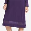 GYS Bamboo Viscose Women’s Nightgowns Long Sleeve Spliced Lace Sleep Shirts(Deep Purple)