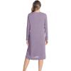 GYS Bamboo Viscose Women’s Nightgowns Long Sleeve Spliced Lace Sleep Shirts(Violet)