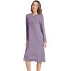 GYS Bamboo Viscose Women’s Nightgowns Long Sleeve Spliced Lace Sleep Shirts(Violet)