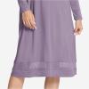 GYS Bamboo Viscose Women’s Nightgowns Long Sleeve Spliced Lace Sleep Shirts(Violet)