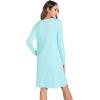 GYS Bamboo Viscose Women’s Nightgowns Long Sleeve V-neck Sleepwear with Pockets(Aqua)
