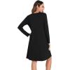 GYS Bamboo Viscose Women’s Nightgowns Long Sleeve V-neck Sleepwear with Pockets(Black)