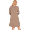 GYS Bamboo Viscose Women’s Nightgowns Long Sleeve V-neck Sleepwear with Pockets(Camel)