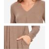 GYS Bamboo Viscose Women’s Nightgowns Long Sleeve V-neck Sleepwear with Pockets(Camel)