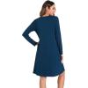 GYS Bamboo Viscose Women’s Nightgowns Long Sleeve V-neck Sleepwear with Pockets(Ink Blue)
