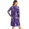 GYS Bamboo Viscose Women’s Nightgowns Long Sleeve V-neck Sleepwear with Pockets(Purple Floral)
