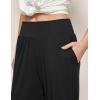 GYS Bamboo Viscose Women’s Pajama Bottoms High Waist Capri Lounge Pants with Pockets(Black)