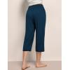 GYS Bamboo Viscose Women’s Pajama Bottoms High Waist Capri Lounge Pants with Pockets(Ink Blue)