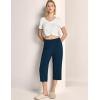 GYS Bamboo Viscose Women’s Pajama Bottoms High Waist Capri Lounge Pants with Pockets(Ink Blue)
