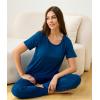 GYS Bamboo Viscose Women’s Pajama Set Short Sleeve 2 Piece Soft Sleep Sets for Women(Ink Blue)