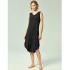 GYS Bamboo-Derived Viscose Women’s Nightgowns Sleeveless V Neck Tank Night Dress(Black)