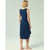 GYS Bamboo-Derived Viscose Women’s Nightgowns Sleeveless V Neck Tank Night Dress(Ink Blue)