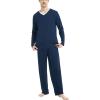 GYS Men’s Bamboo Viscose Pajamas Set Lightweight Sleepwear Long-Sleeved Sleep Shirt and Long Pants Pjs Lounge Sets(Navy)