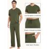 GYS Men’s Pajama Sets, Viscose Made from Bamboo, Short Sleeve T-Shirt and Lounge Pants 2 Piece Pajamas for Men(Army Green)