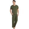 GYS Men’s Pajama Sets, Viscose Made from Bamboo, Short Sleeve T-Shirt and Lounge Pants 2 Piece Pajamas for Men(Army Green)