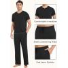 GYS Men’s Pajama Sets, Viscose Made from Bamboo, Short Sleeve T-Shirt and Lounge Pants 2 Piece Pajamas for Men(Black)