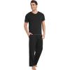 GYS Men’s Pajama Sets, Viscose Made from Bamboo, Short Sleeve T-Shirt and Lounge Pants 2 Piece Pajamas for Men(Black)