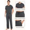 GYS Men’s Pajama Sets, Viscose Made from Bamboo, Short Sleeve T-Shirt and Lounge Pants 2 Piece Pajamas for Men(Charcoal)