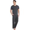 GYS Men’s Pajama Sets, Viscose Made from Bamboo, Short Sleeve T-Shirt and Lounge Pants 2 Piece Pajamas for Men(Charcoal)