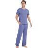 GYS Men’s Pajama Sets, Viscose Made from Bamboo, Short Sleeve T-Shirt and Lounge Pants 2 Piece Pajamas for Men(Fog Blue)