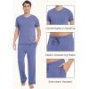 GYS Men’s Pajama Sets, Viscose Made from Bamboo, Short Sleeve T-Shirt and Lounge Pants 2 Piece Pajamas for Men(Fog Blue)