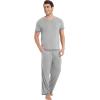 GYS Men’s Pajama Sets, Viscose Made from Bamboo, Short Sleeve T-Shirt and Lounge Pants 2 Piece Pajamas for Men(Heather Grey)