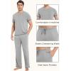 GYS Men’s Pajama Sets, Viscose Made from Bamboo, Short Sleeve T-Shirt and Lounge Pants 2 Piece Pajamas for Men(Heather Grey)