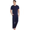 GYS Men’s Pajama Sets, Viscose Made from Bamboo, Short Sleeve T-Shirt and Lounge Pants 2 Piece Pajamas for Men(Navy)
