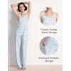 GYS Pajama Set for Women Bamboo Viscose U Neck Tank Top and Pants Soft 2 Piece Sleepwear Sets(Blue Stripes)