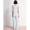 GYS Pajama Set for Women Bamboo Viscose U Neck Tank Top and Pants Soft 2 Piece Sleepwear Sets(Blue Stripes)