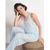 GYS Pajama Set for Women Bamboo Viscose U Neck Tank Top and Pants Soft 2 Piece Sleepwear Sets(Blue Stripes)