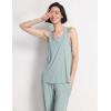 GYS Pajama Set for Women Bamboo Viscose U Neck Tank Top and Pants Soft 2 Piece Sleepwear Sets(Light Greyish Green)