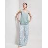 GYS Pajama Sets for Women Bamboo Viscose Sleeveless Tank Top with Soft Pants Sleep Set(Green Brushstrokes)