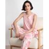 GYS Pajama Sets for Women Bamboo Viscose Sleeveless Tank Top with Soft Pants Sleep Set(Peony)