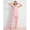 GYS Pajama Sets for Women Bamboo Viscose Sleeveless Tank Top with Soft Pants Sleep Set(Peony)