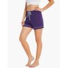 GYS Pajama Shorts for Women – Viscose Made from Bamboo, Soft Sleep Shorts Stretchy Sleepwear Casual Pj Bottoms(C- Purple)