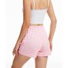 GYS Pajama Shorts for Women – Viscose Made from Bamboo, Soft Sleep Shorts Stretchy Sleepwear Casual Pj Bottoms(Pink and White Stripe)