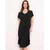 GYS Premium Bamboo Viscose Women’s Nightgowns Short Sleeve V Neck Summer Pajama Dress(Black)