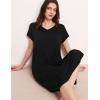 GYS Premium Bamboo Viscose Women’s Nightgowns Short Sleeve V Neck Summer Pajama Dress(Black)