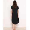 GYS Premium Bamboo Viscose Women’s Nightgowns Short Sleeve V Neck Summer Pajama Dress(Black)