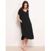 GYS Premium Bamboo Viscose Women’s Nightgowns Short Sleeve V Neck Summer Pajama Dress(Black)