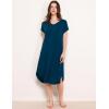 GYS Premium Bamboo Viscose Women’s Nightgowns Short Sleeve V Neck Summer Pajama Dress(Ink Blue)