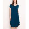 GYS Premium Bamboo Viscose Women’s Nightgowns Short Sleeve V Neck Summer Pajama Dress(Ink Blue)