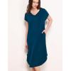 GYS Premium Bamboo Viscose Women’s Nightgowns Short Sleeve V Neck Summer Pajama Dress(Ink Blue)