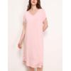 GYS Premium Bamboo Viscose Women’s Nightgowns Short Sleeve V Neck Summer Pajama Dress(Pink)