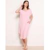 GYS Premium Bamboo Viscose Women’s Nightgowns Short Sleeve V Neck Summer Pajama Dress(Pink)