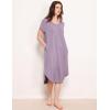 GYS Premium Bamboo Viscose Women’s Nightgowns Short Sleeve V Neck Summer Pajama Dress(Violet)